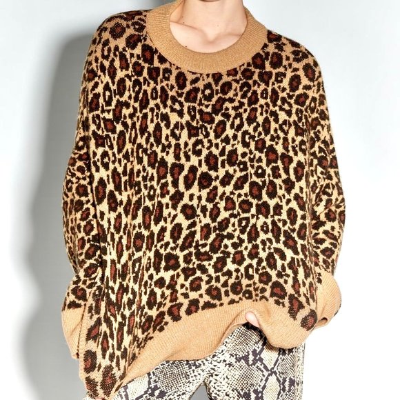 ZARA Knit Animal / Leopard Print Oversized Sweater | SIZE: Small - Picture 5 of 9